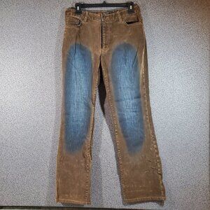 Y2K Vintage Brown Velvet Blue Denim Distressed Straight Jeans Size 10 Route 66